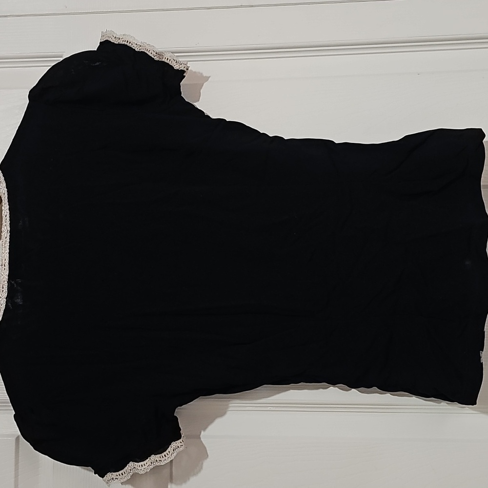 🖤 INC International Concepts Lace Trim Ruffle Button Top — Size L - Picture 4 of 4